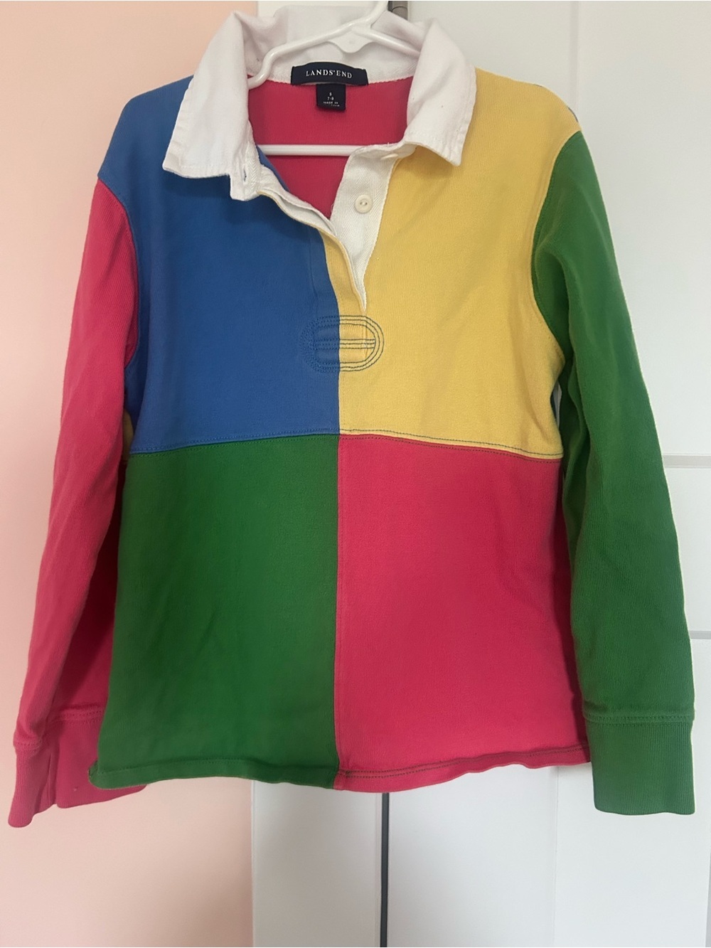 Lands' End Kids' Colorblock Rugby Shirt - Multit size 7/8